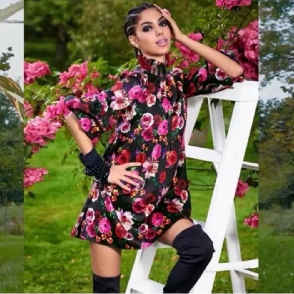 Floral High-Neck Dress